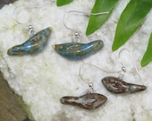 Mini Pottery Bird Earrings / ONE PAIR / Hand Sculpted Artisan / Silver Plated Earwires / Bird Lover Gift