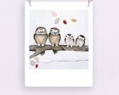 Boobook Balloo Owls - Australian Animal 8x10" / A4 Fine Art Print. animals for nursery decor . children's rooms . owl . neutral