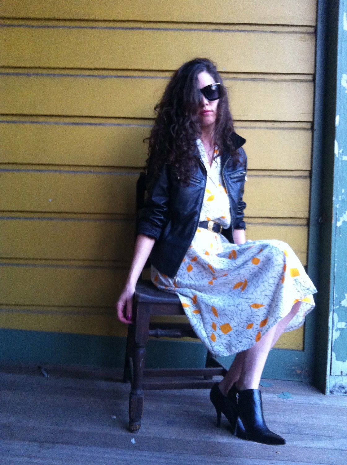 VINTAGE Fall Leaves 80's Sweet Lolita Boho Dress