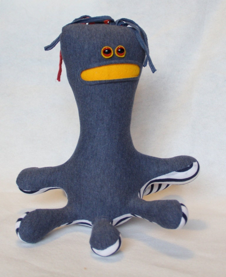 Tentacloid  B85-  monster plush recycled creature alien blue tentacle weird freak toy cuddly