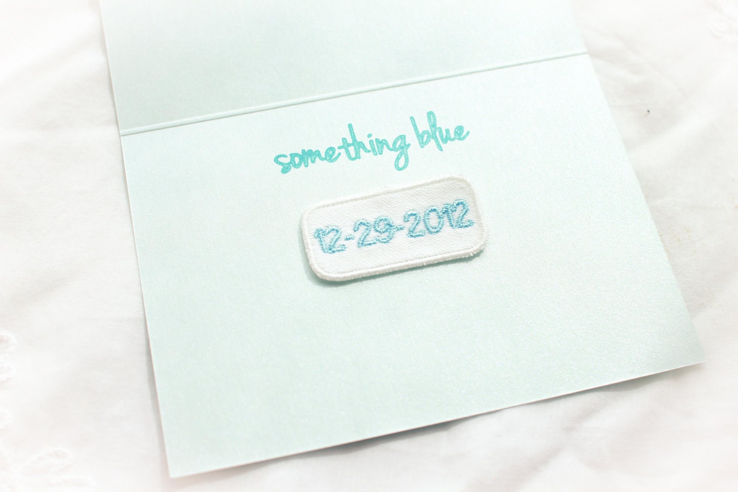 Something Blue, Wedding Dress Label, Embroidered Gift Set, Bridal GIft Idea