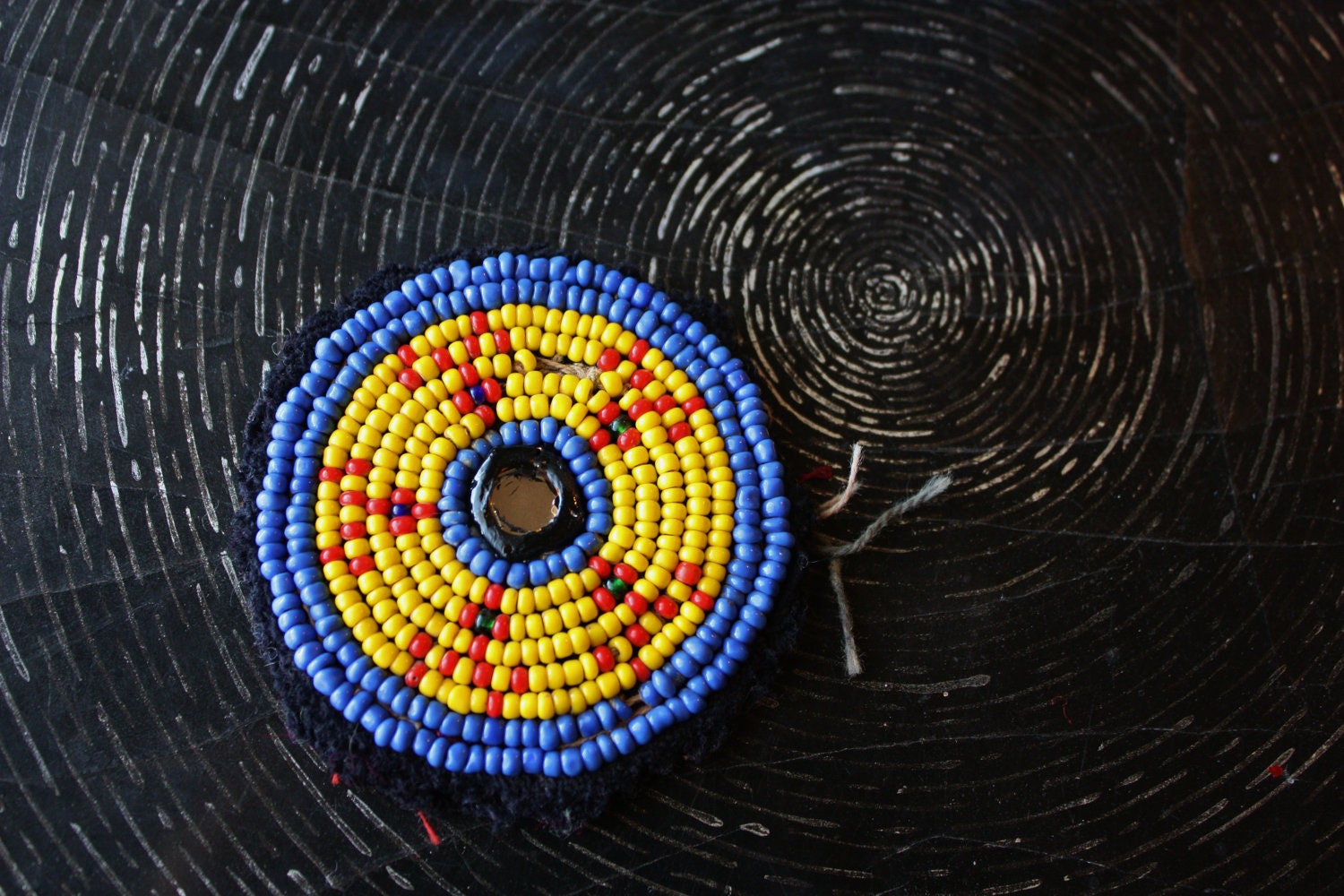 Kuchi Gul Patch Medallion- Beadwork, Shisha Center- 3 inches