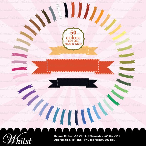 Banner clip art clipart, ribbon clip art, tag clipart, photo ribbon scrapbook 50 colors: c0098 & v301 Il_570xn