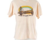 70s Vintage Graphic TShirt Beige Tan San Francisco Medium
