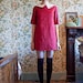 The 'Poppy' Red Organic Cotton Denim Shift Dress With Embroidered Collar