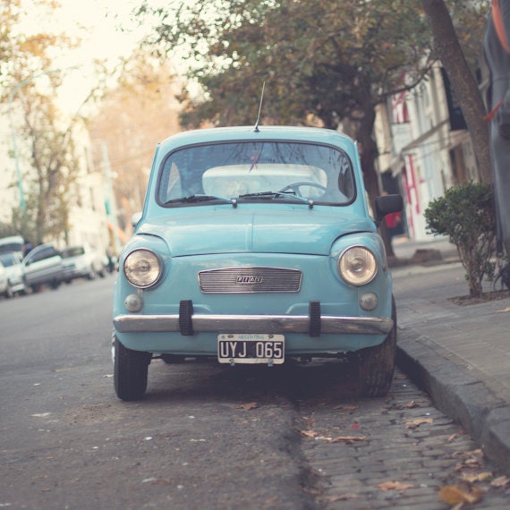 SALE, Mint Fiat car, Vintage art, Vintage print, Spring Decor, still life, love photography, French decor, hipster, Nursery art