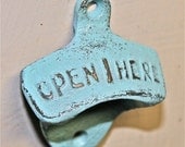 Aqua Blue Bottle Opener /Cast Iron /Vintage, Retro Feel /Kitchen, Man-cave, Game Room, Patio, Hangout /Metal Wall Decor