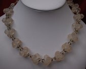 Vintage Vendome Frosted Facet cut Glass and Rhinestone Bead Necklace