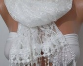 Mothers Day gift Tulle Scarf - Lace scarf - White scarf...bridesmaid gift