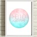 Typography Graphic Art Print / design pink and blue gradient / circle wall art / inspirational poster