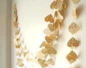 Old book paper garland, Wedding decoration,  Paper heart garland, ivory paper garland,  Birthday Party Garland, home decor