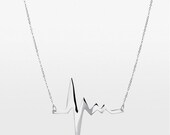 Amour Large Heartbeat Necklace - Silver