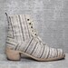 Vtg 90s Lerre Tan Tapestry Chunky Lace Up Ankle Boots 7 1/2 7.5 8 38