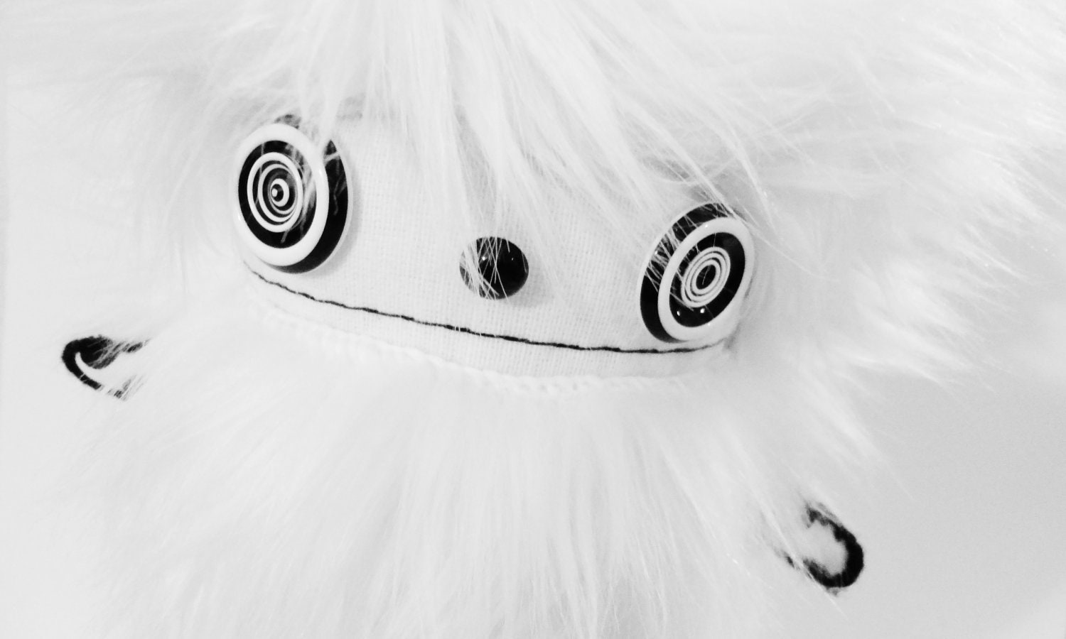 OOAK Black and White Art Doll Plush Faux Fur Modern Soft Sculpture Large - polkadottydoll - FREE SHiPPiNG (Canada & US)