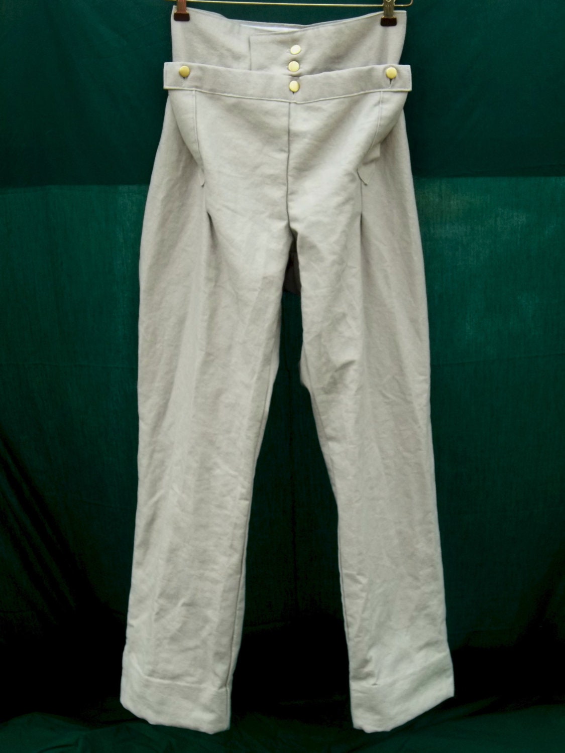 Custom Men's Grey War of 1812 Fall-front Trousers