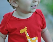 Giraffe Red T-shirt - American Apparel 100% Cotton Short Sleeve Lap Tee - Baby Toddler Child Boy or Girl