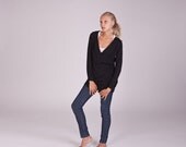 Long Sleeve Women Blouse, Button Down Shirt, Black Tunic