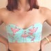 Aqua and Pink Flamingo Bustier Bra Top
