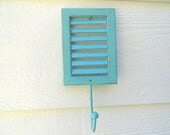 Aqua Wall Hook/ Shabby Chic/ Small Shutter Hooks/ Beach Decor/ Bathroom Hook/ Cottage Style