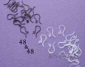96 Clear & Black Plastic French Hooks / Ear Wires, 48 Clear and 48 Black--Great for folks with metal allergies, black and white