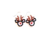 Christmas Mickey Mouse Reindeer Rudolph Beaded Earrings
