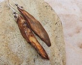 Desert Primitive Fossil Walrus Ivory Artifact Fragment and Silver Earrings