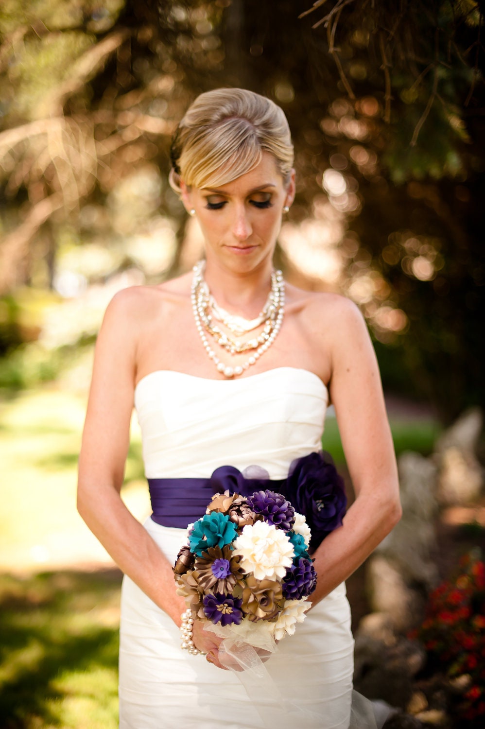 Vintage Peacock Inspired Wedding Paper Bouquet - Customize your Style and Colors - Made To Order