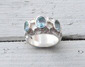 Aqua Blue Blue Topaz Ring, Sterling Silver Blue Topaz Jewelry, Statement Ring, December Birthstone, Summer Fashion, Size 8.5