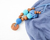 Flower Mama Nursing Necklace / Teething Necklace - Blue in all apple wood