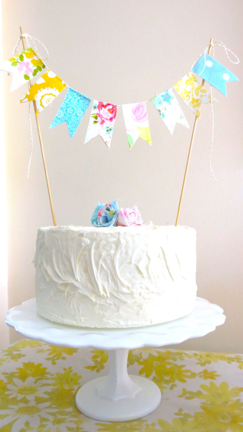 Vintage Fabric Cake Bunting- "A String of Lovely" Made to Order