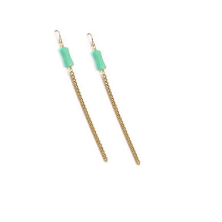 Dangle Earrings // Long Gold Chain Drop Earrings // Vintage Beads // Gift // Handmade Earrings // Eco-Friendly Jewelry // Recycled //Gift