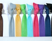 Yoga Hair Ties (10) No Dent Hair Bands - Emi Jay Like Elastic Ribbon Bracelet Hair Ties - Women's Hair Accessories Grab Bag