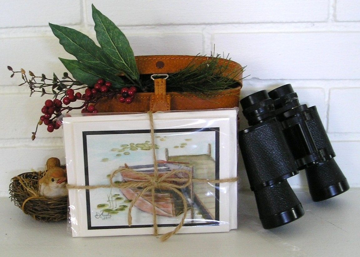 ROWBOAT 3 - 4 Gift Card Set of Original Watercolor Paintings by Jamie Dauch Michigan Artist