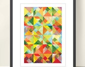 Tangram Geometric Christmas. Abstract Geometric Poster, A3 Abstract Wall Decor, Scandinavian design inspired, Good Mood on Christmas Colors