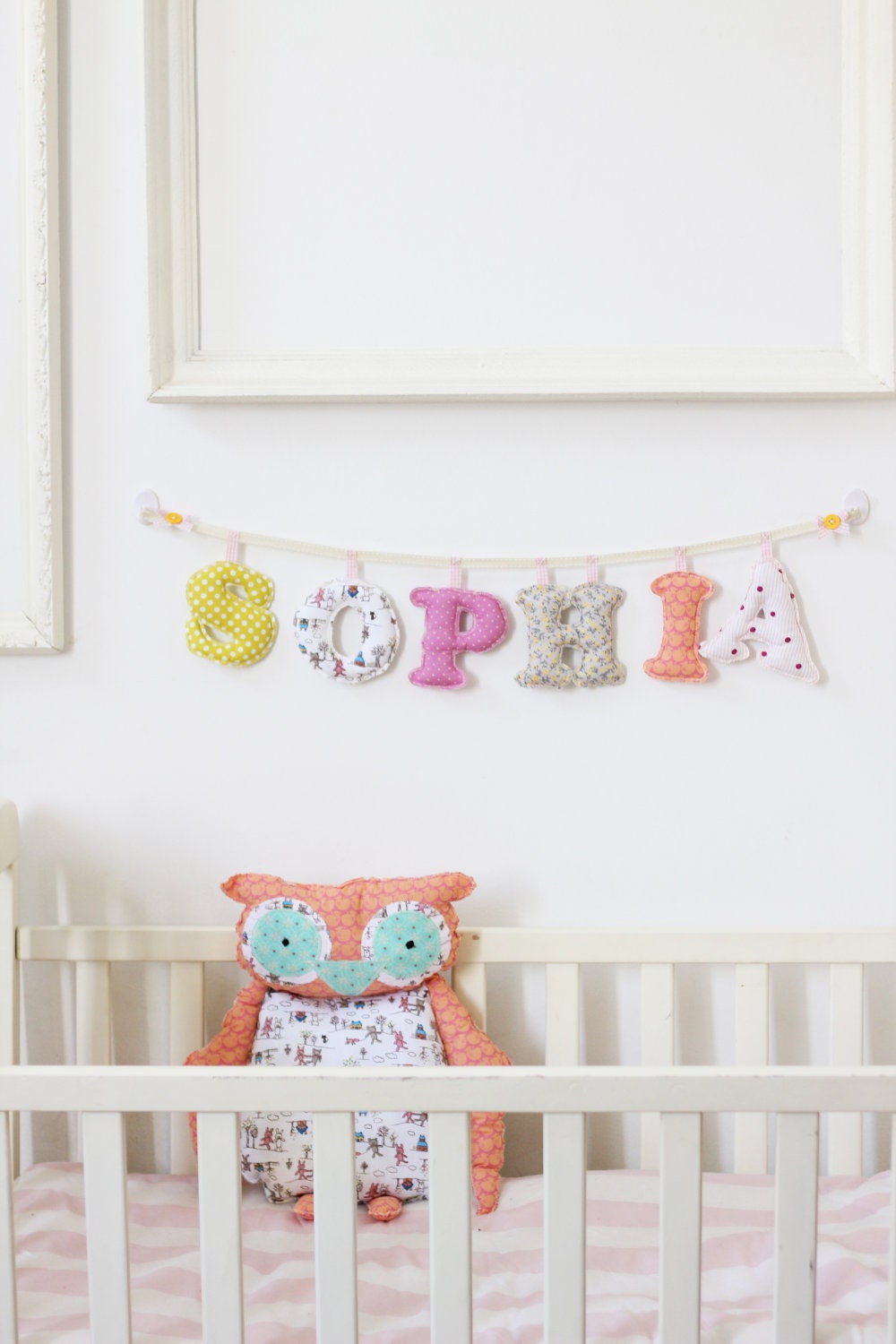 6 letters girl's room name banner / Made To Order - Baby Girl Name wall Decor