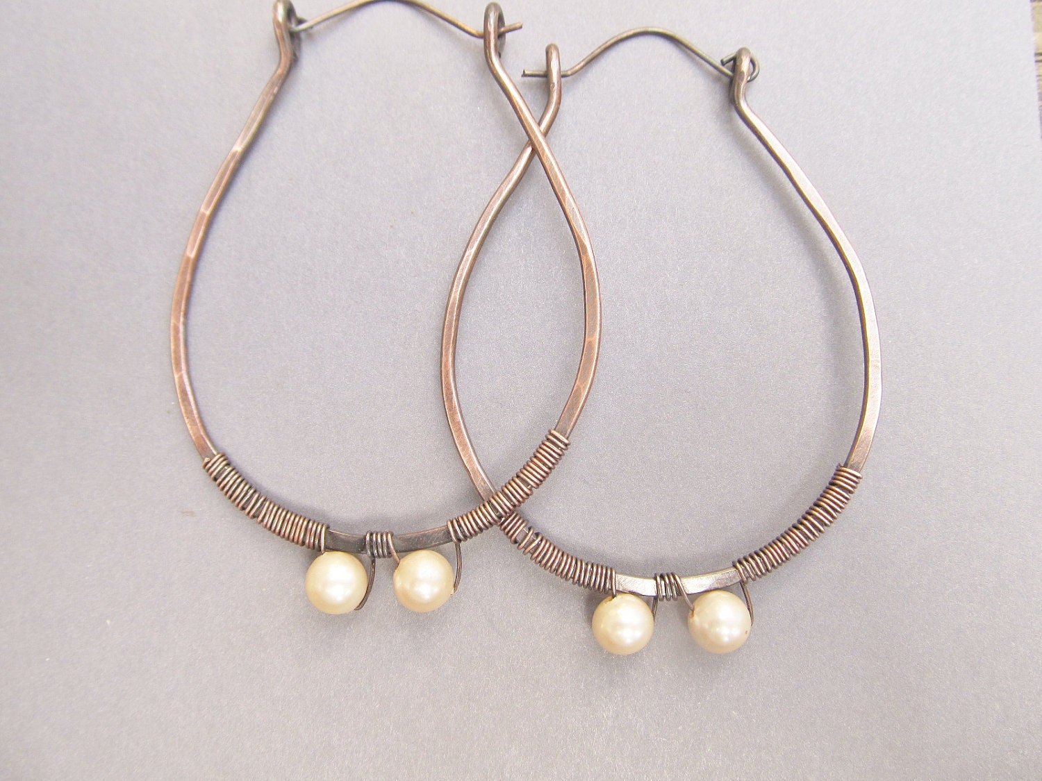 Hoop Earrings Wire Wrap Hoops Rustic Earrings Large Hoop Earrings DanielleRoseBean Cyber Monday Sale