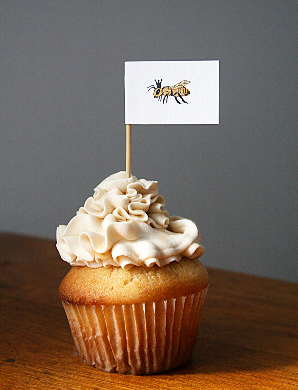 Handmade Bee Cupcake Toppers / Food Picks  - eco-friendly