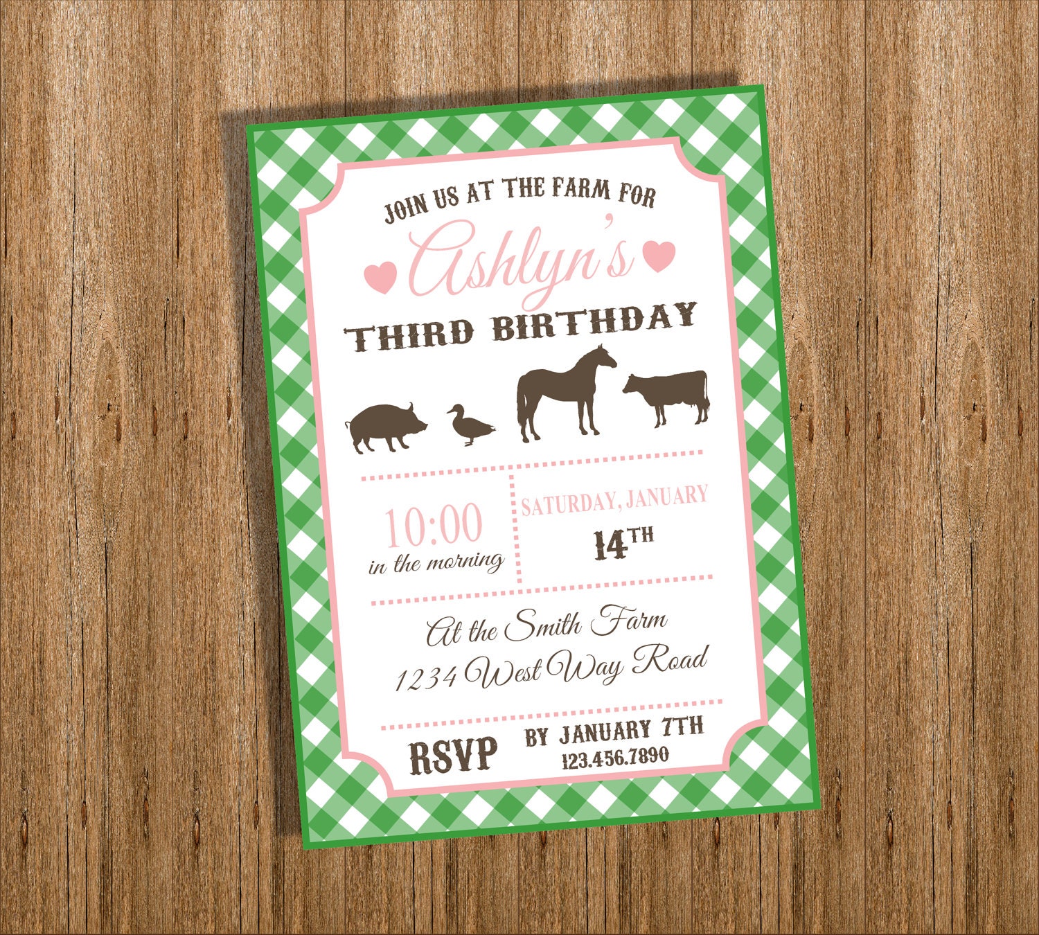 DIY Printable Modern Farm Birthday Party Invitation - Modern Farm Invite - You choose the colors