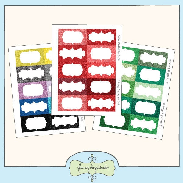 Printable Holiday Gift Tags - Glitter, Sparking Labels - Red and Green