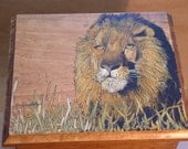 Lion Nature Box Painted Furniture Distressed Keepsake Custom Made Boxes