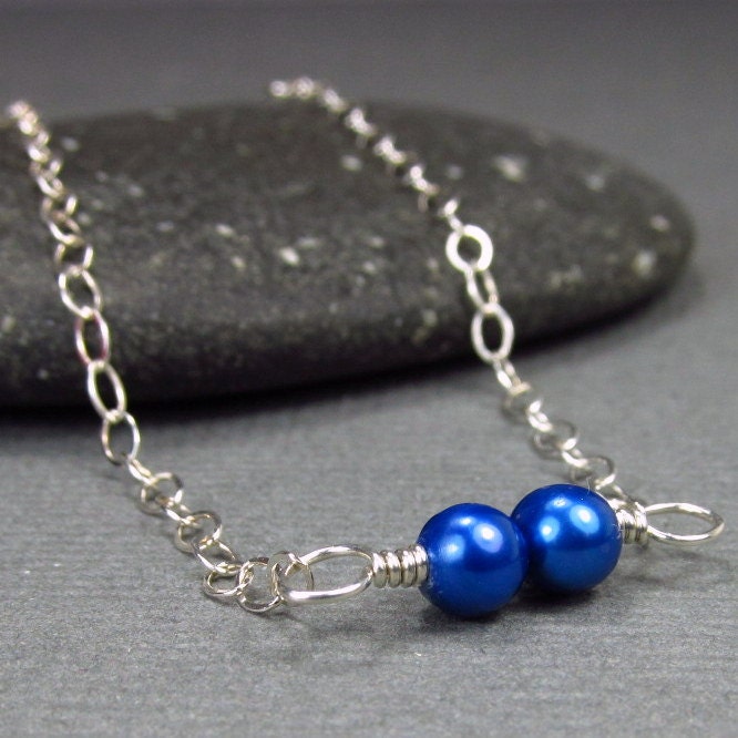 Blue Silver Anklet Sterling Silver Chain Ankle Bracelet Affordable Delicate Anklet Beachwear Freshwater Pearl Anklet