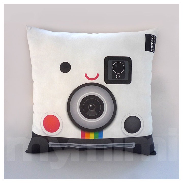 Decorative Pillow, Kawaii Pillow, Geekery, Toy Pillow - Retro Polaroid Camera