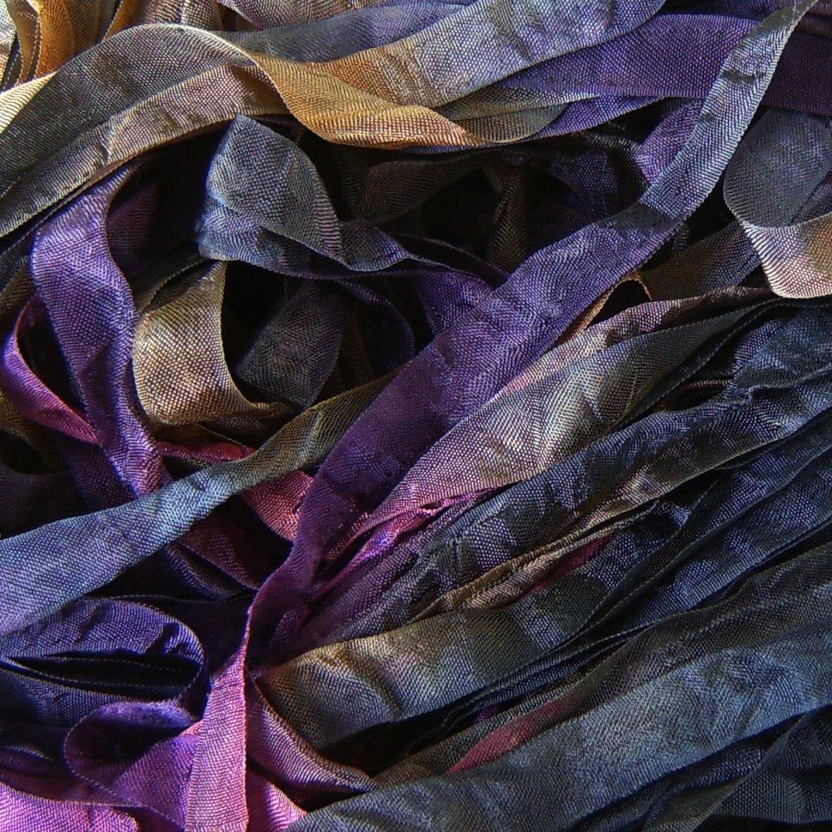 Hand Dyed Ribbon  NIGHT BIRD  Half Inch 5 yards