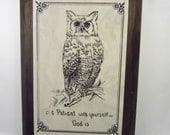 Vintage Owl Picture - Retro Religious Art