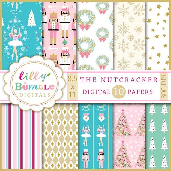 Christmas Digital Papers Letter Size the NUTCRACKER ballerina Il_570xn