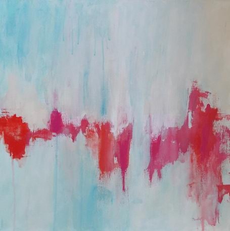 abstract painting large painting acrylic painting pink orange red modern art