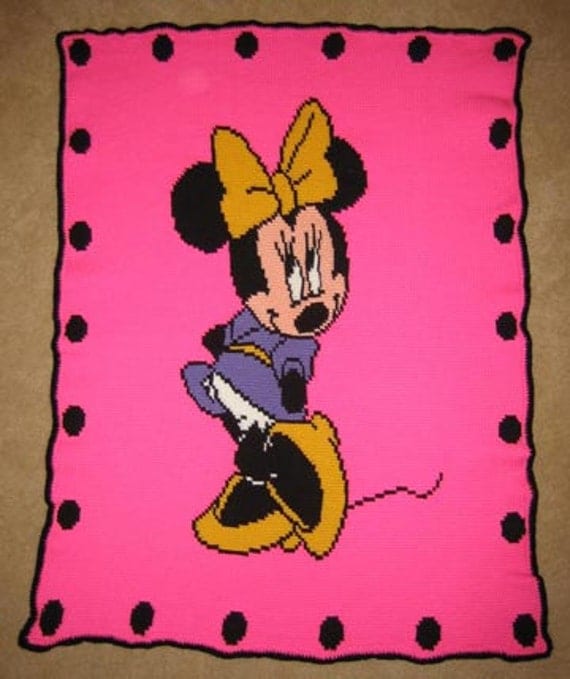 Minnie Mouse Hand Made Crocheted Afghan by cuddleupcreations