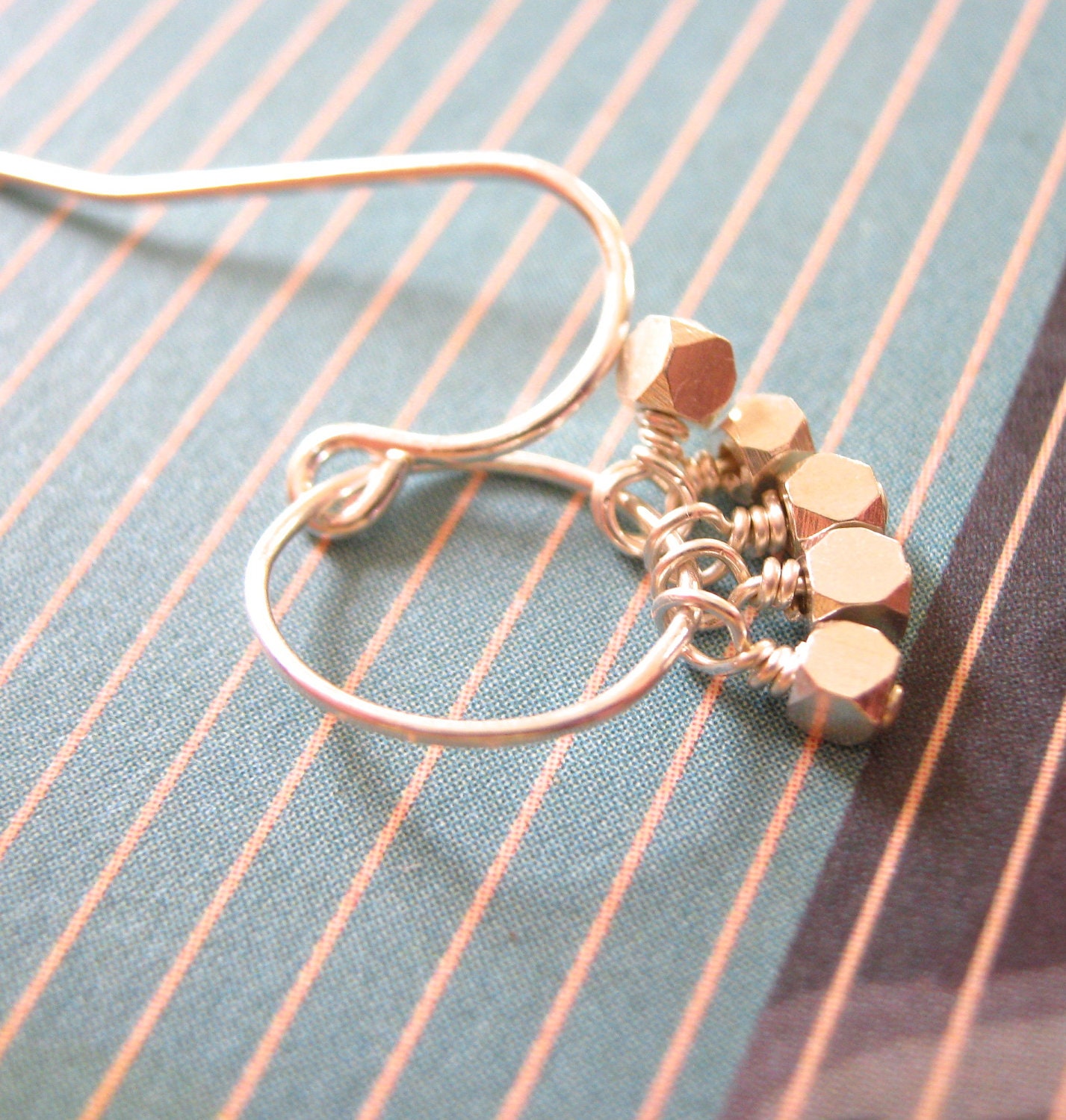 Five Silver Beads on a Circle Earrings