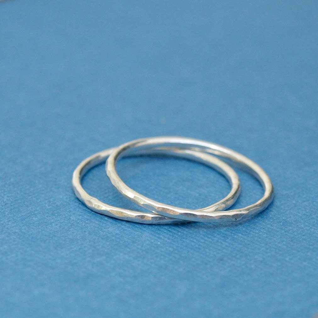 Two Simple Hammered Silver Rings