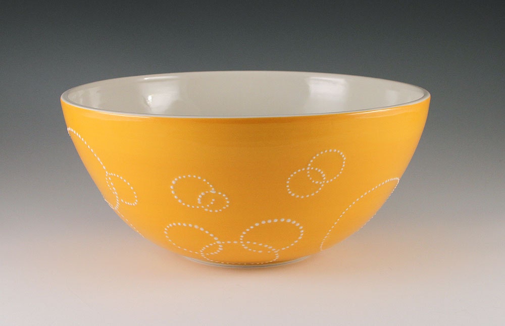 SALE Serving Bowl Orange - Large Porcelain Circle Serving Bowl in Orange